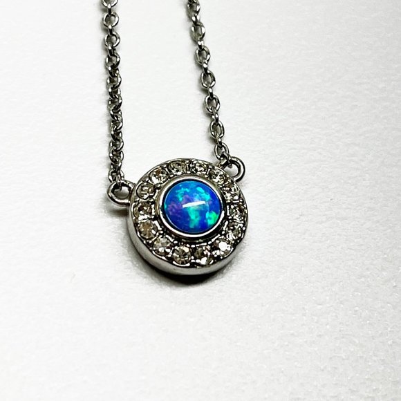 Coach Blue Opal & Silver Dainty Circle Necklace - Picture 2 of 6